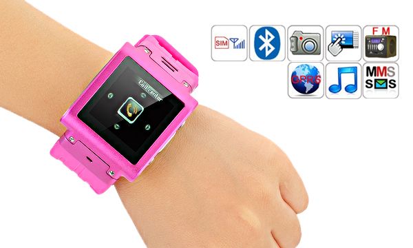 W838 GSM Watch Phone w / 1,5 "tela resistiva, Quad-Band, FM
